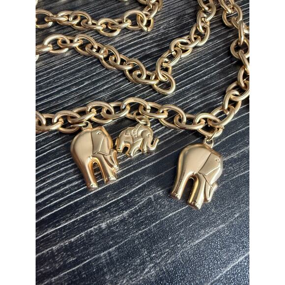 L/XL Elephant Gold Charm Chaim Belt - Picture 5 of 5